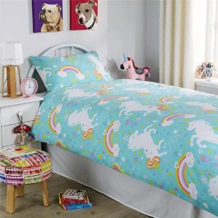 roupa de cama para decoração de quarto unicórnio simples Foto Pinterest