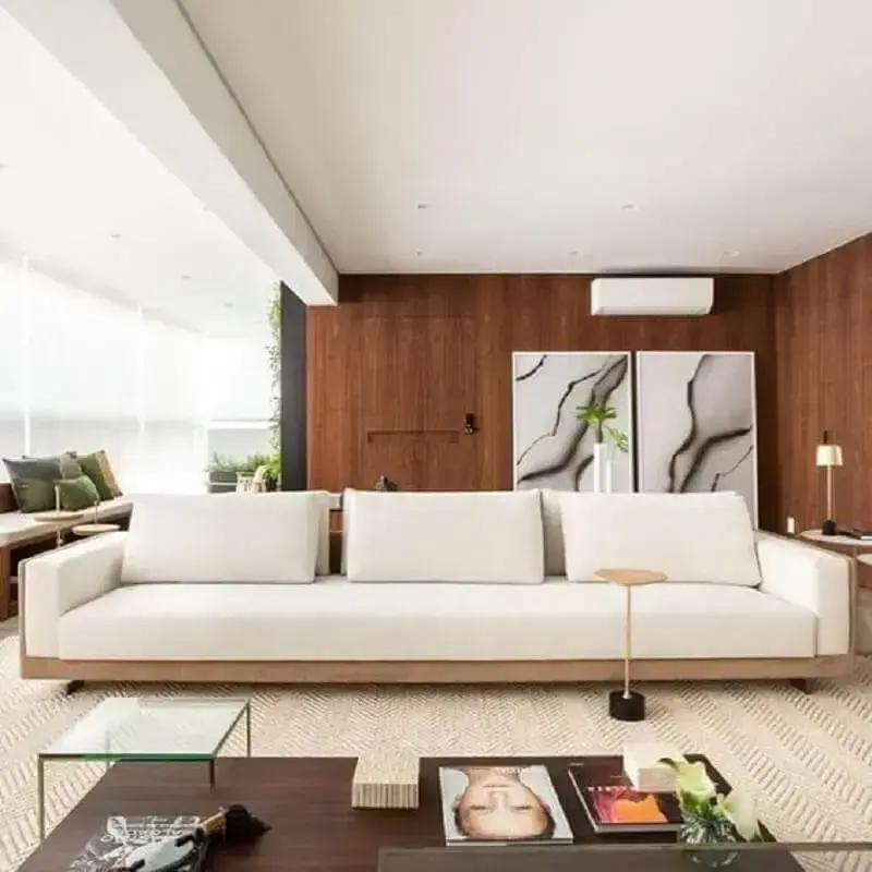 sala com varanda integrada decorada com sofá moderno grande Foto Pinterest