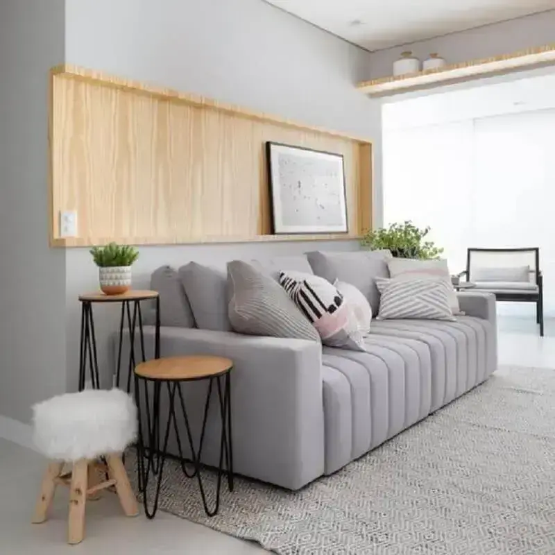 sofá cinza moderno para sala integrada com varanda Foto Pinterest
