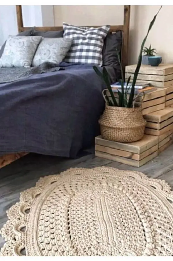 tapete de crochê para quarto de casal com estilo rústico Foto Croche Sample