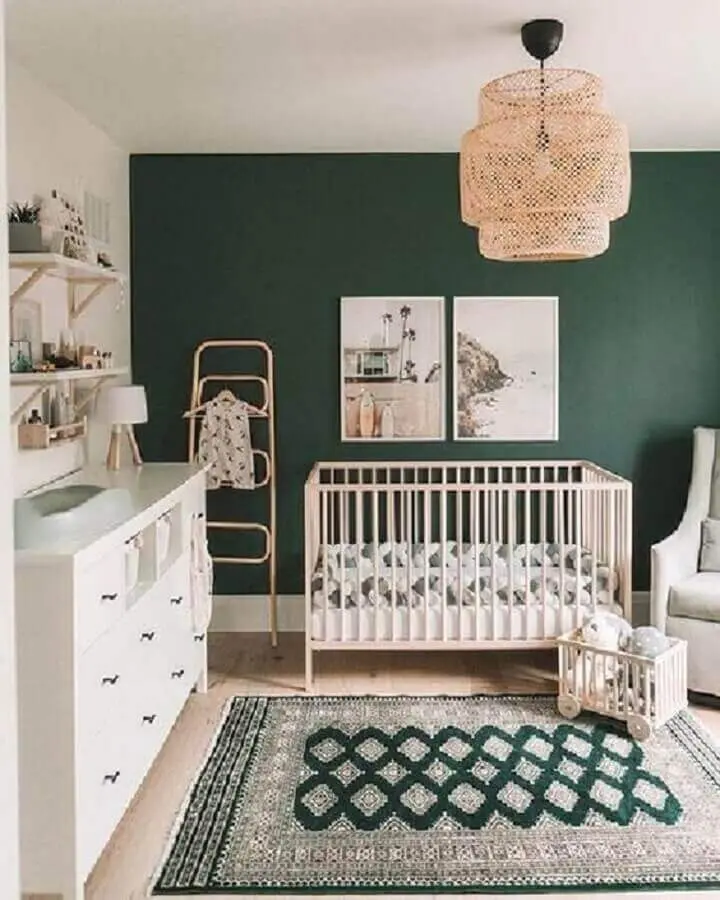 tapete para quarto de bebê branco e verde Foto Pinterest
