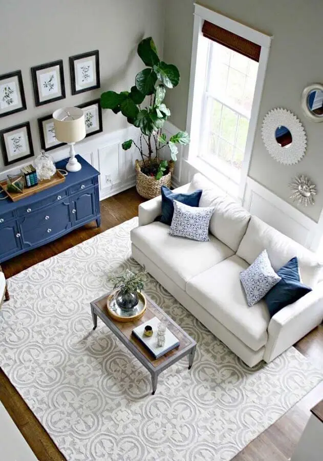 tapete para sala azul e branca com estilo clássico Foto JERA Arquitetura e Engenharia
