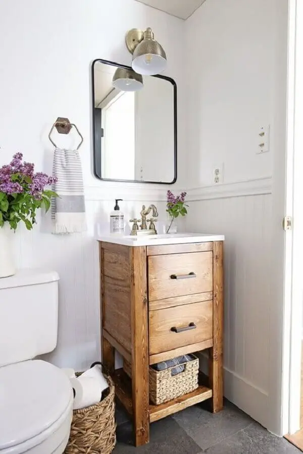 armário de banheiro rústico e simples Foto DIY & Home Decor