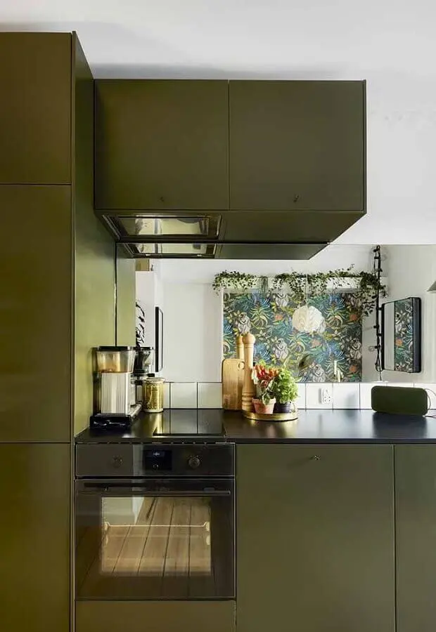 armário de cozinha verde musgo planejado Foto Pinterest
