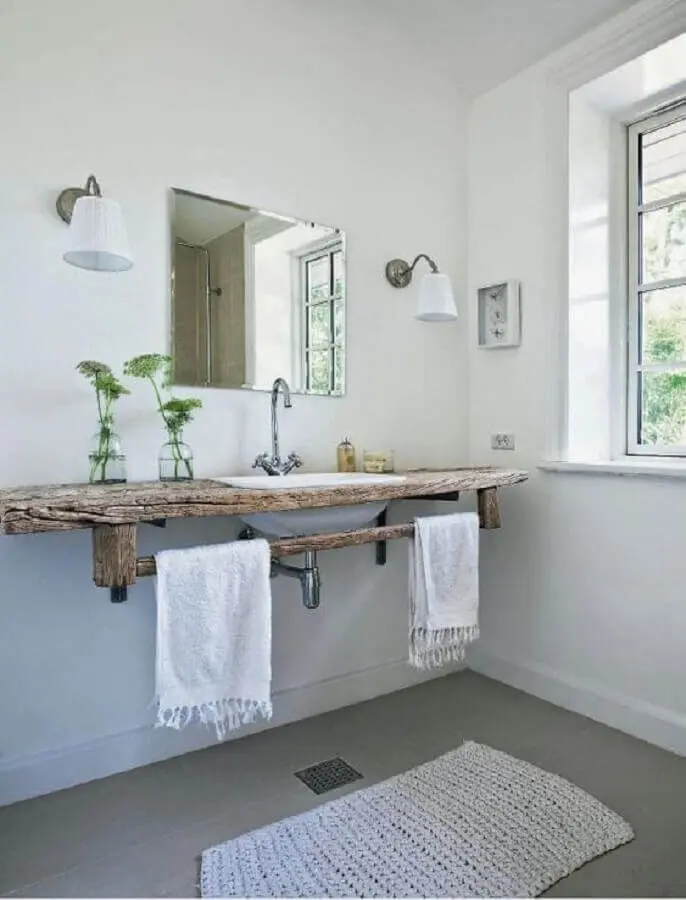 balcão de banheiro rústico e simples Foto Pinterest