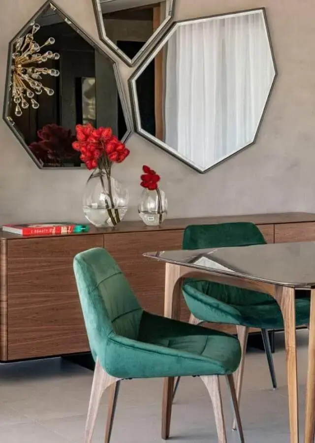 cadeira verde esmeralda para sala de jantar moderna Foto Érica Salgueiro
