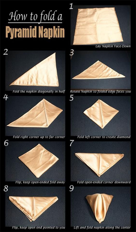 Como dobrar guardanapo pirâmide