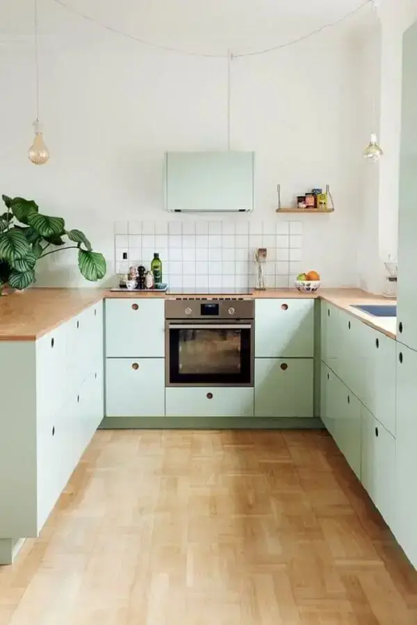 cozinha retrô decorada na cor verde menta Foto Pinterest