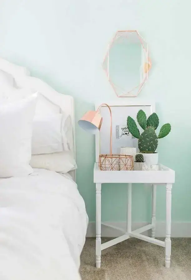 decoração clean para quarto verde menta e branco Foto Pinterest