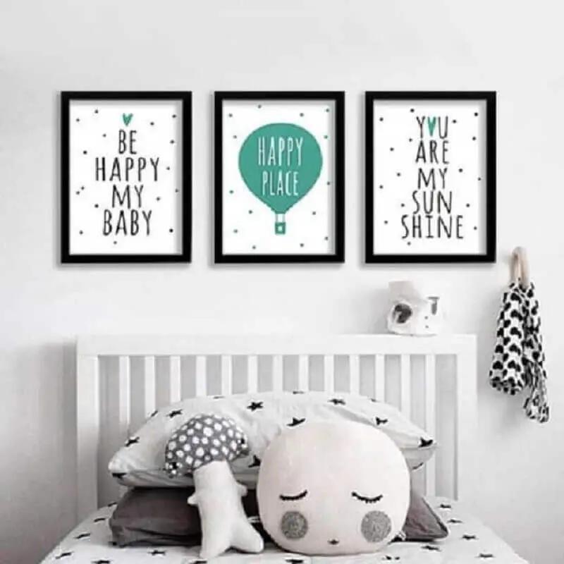 decoração com quadros com frases para quarto infantil Foto Pinterest