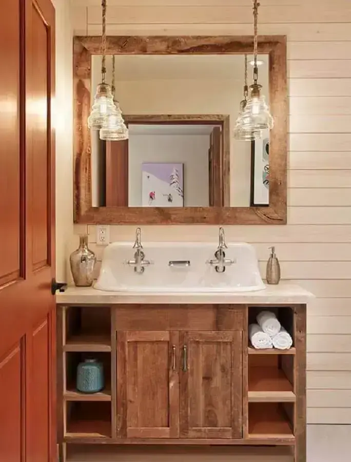 decoração de banheiro rústico e simples Foto Home Design Lover