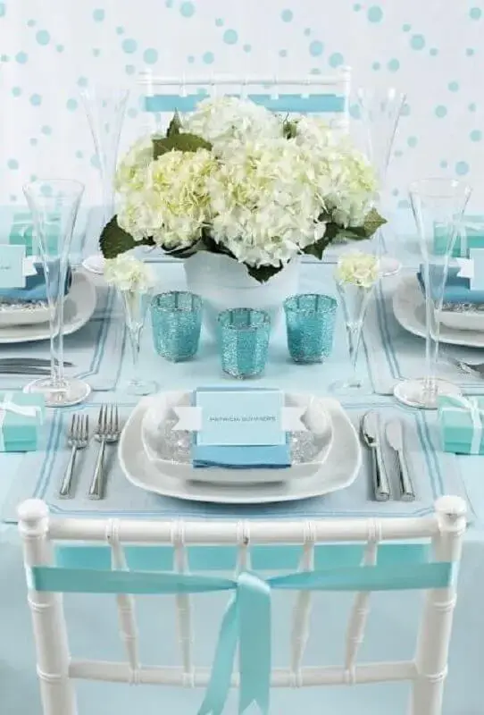 decoração de casamento azul tiffany e branco Foto Meu Casamento