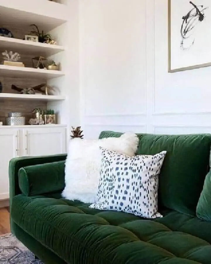 decoração de sala verde e branca Foto Pinterest