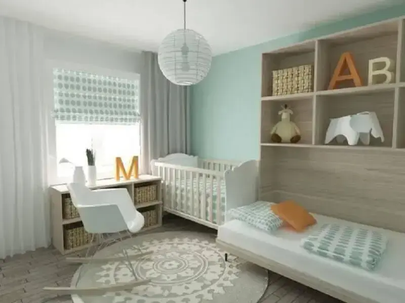 decoração para quarto de bebê verde menta e branco Foto Pinterest