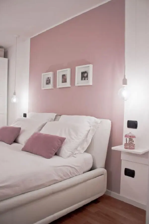 decoração para quarto de casal rosa pastel e branco Foto Futurist Architecture