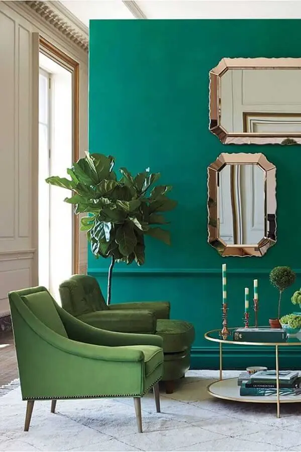 espelhos para decoração de sala verde Foto Pinterest