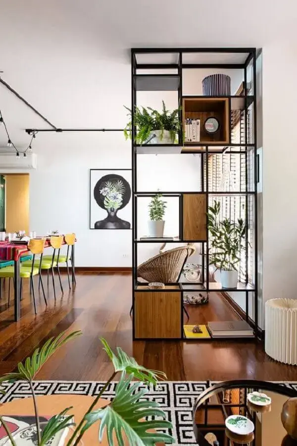 estante industrial para decoração de casa ampla com ambientes integrados Foto Casa de Valentina