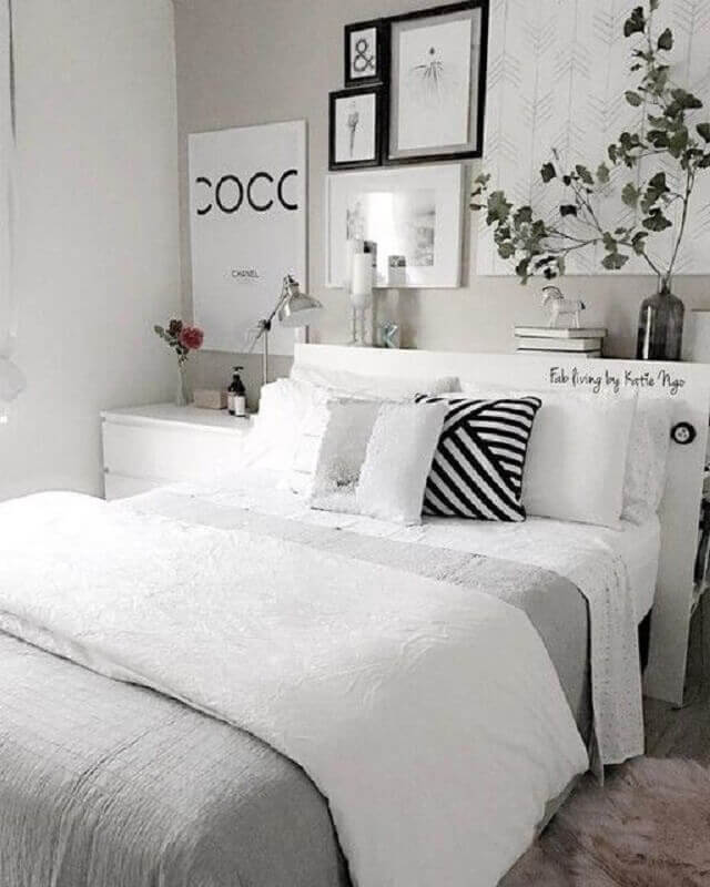 peseira para quarto de casal moderno cinza e branco Foto Fantastic Furniture