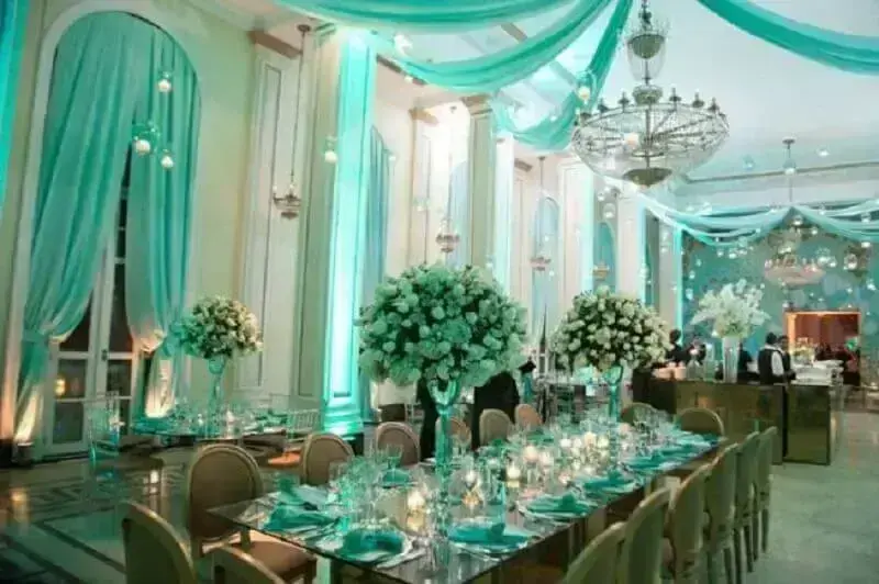 sofisticada decoração de casamento azul tiffany Foto Pinterest