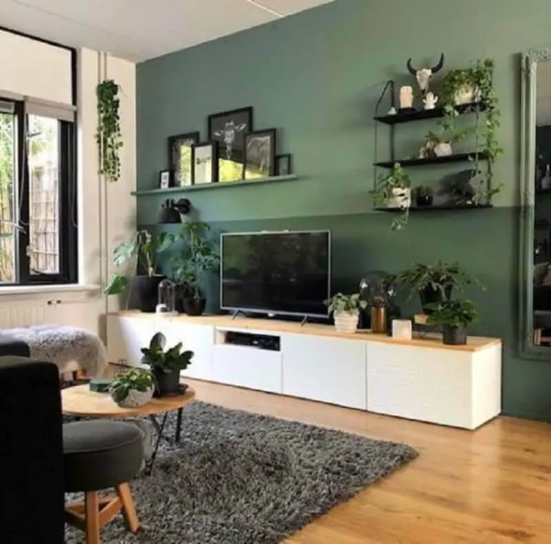 vasos de plantas para decoração de sala verde e cinza Foto Pinterest