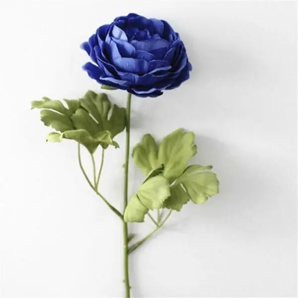 Flor de Peônia azul artificial para decoração