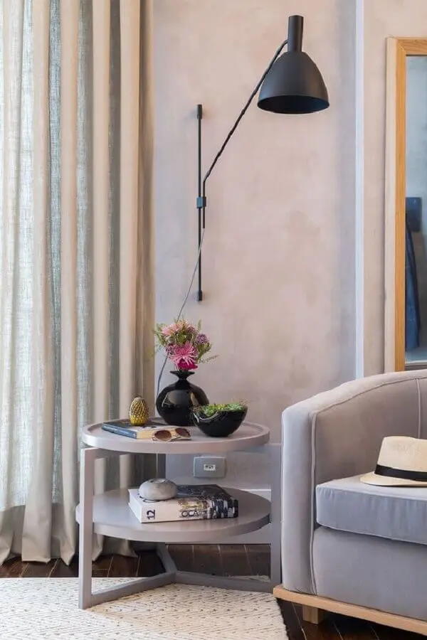 abajur de parede preto moderno para decoração de sala de estar Foto Casa de Valentina