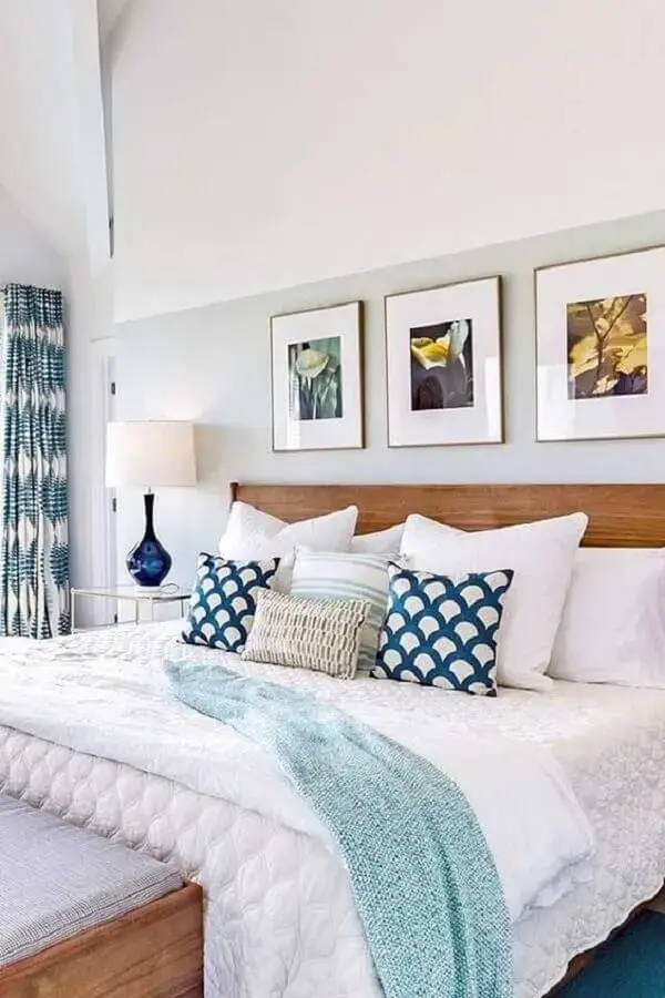 almofadas decorativas para cama em branco com decoração clean Foto Sua Decoração