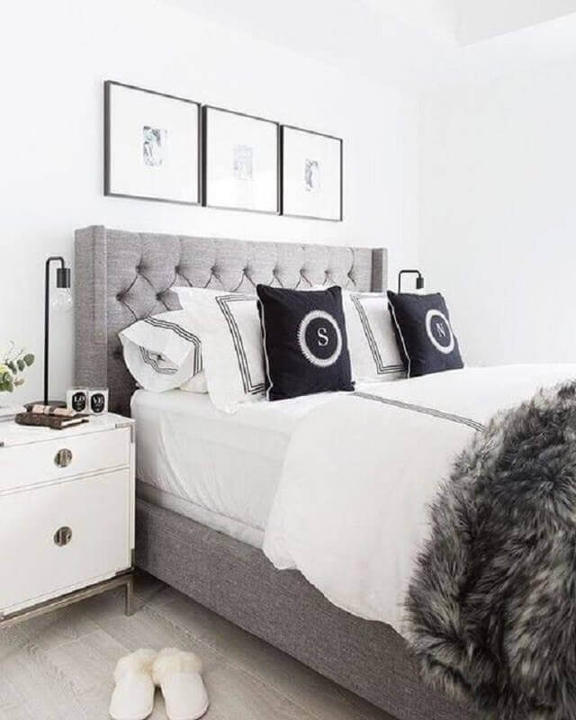 almofadas decorativas para quarto de casal branco e cinza Foto Futurist Architecture