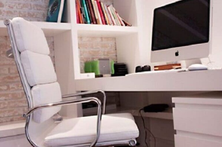 cadeira de escritório confortável branca para home office planejado Foto Pinterest