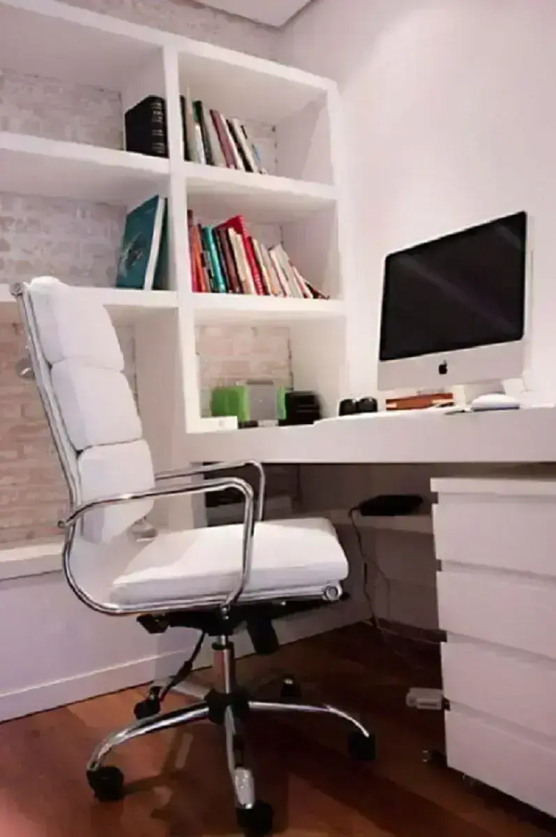 cadeira de escritório confortável branca para home office planejado Foto Pinterest
