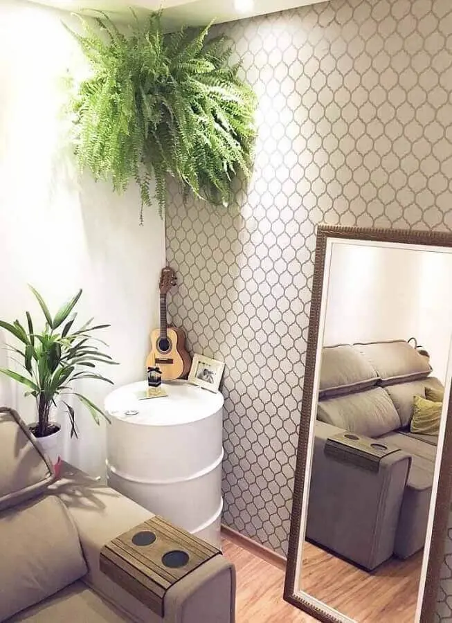 decoração com tambor branco para sala de estar Foto Pinterest
