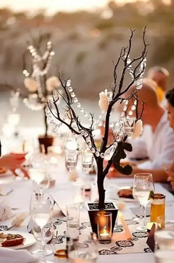 delicada decoração bodas de cristal rústica ao ar livre Foto Pinterest