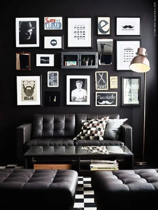 quadros para decoração de sala preta Foto Bugre Moda