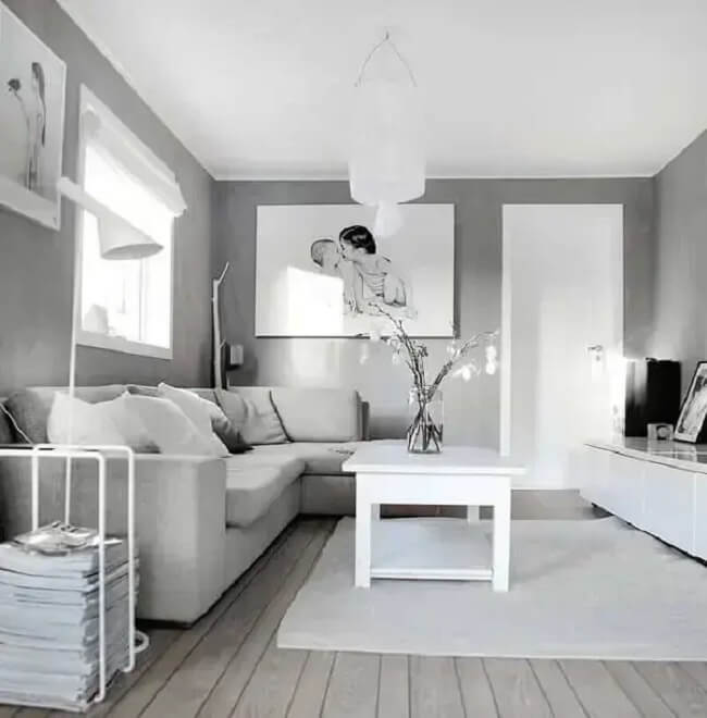 Decoração de apartamento pequeno: sofá de canto otimiza o espaço da sala