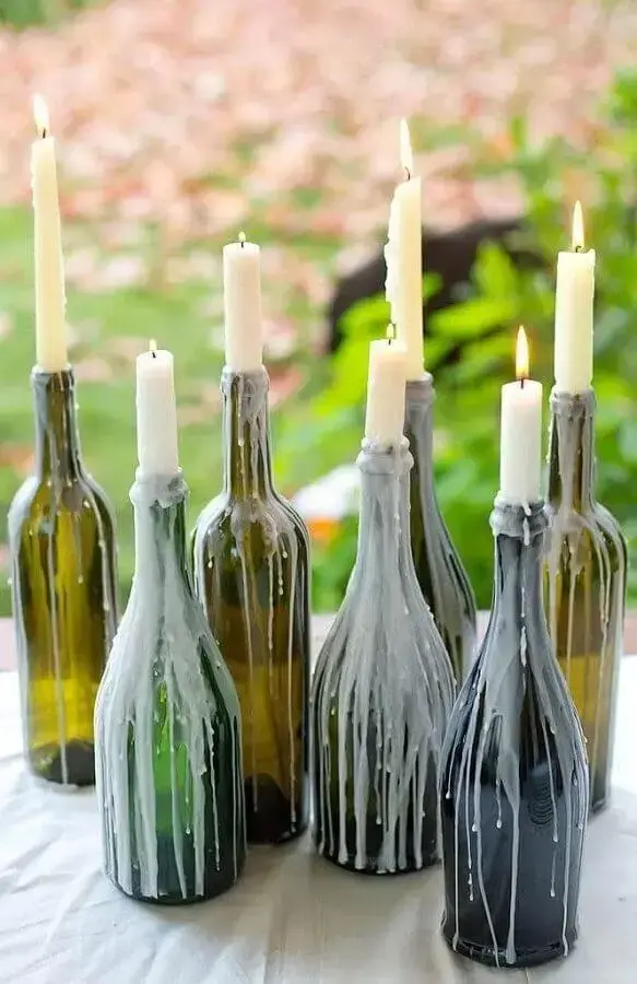 Candles in bottles for Halloween decoration Photo Pinterest