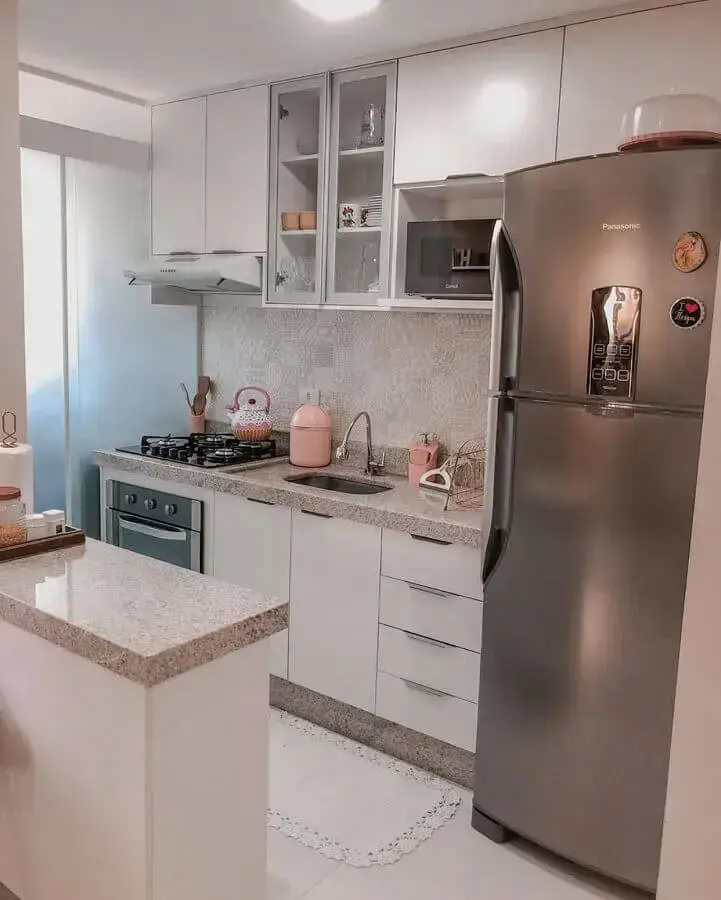 armário pequeno de cozinha branca simples Foto Pinterest