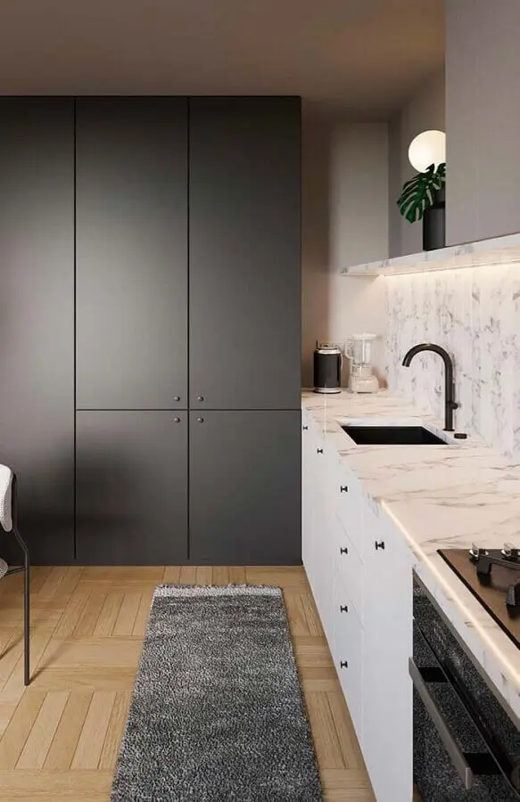 bancada de mármore para armário de cozinha preto e branco Foto Futurist Architecture