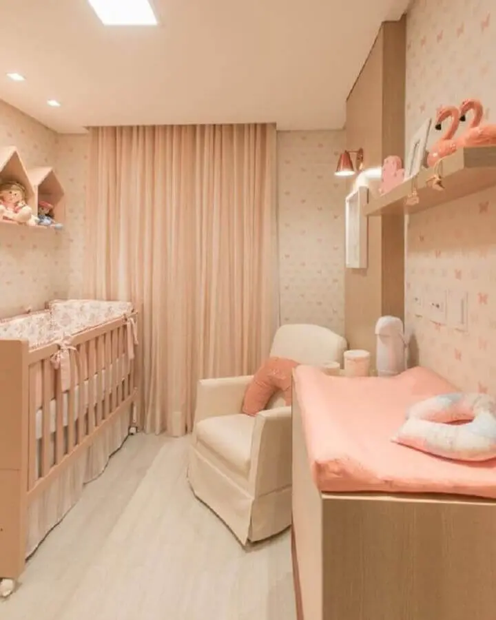 cor nude rose para decoração de quarto de bebê feminino Foto Pinterest