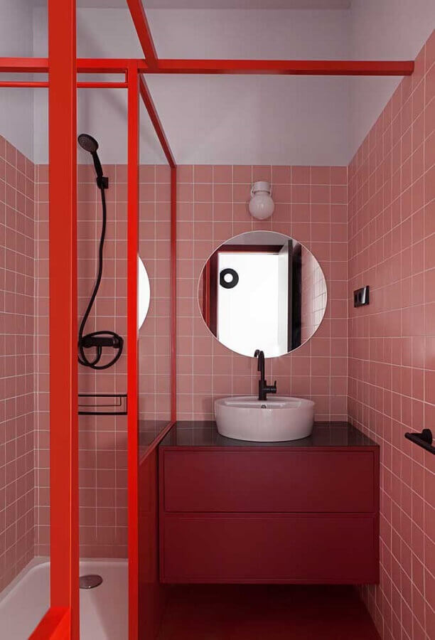 cor rosa antigo para parede de banheiro Foto Futurist Architecture
