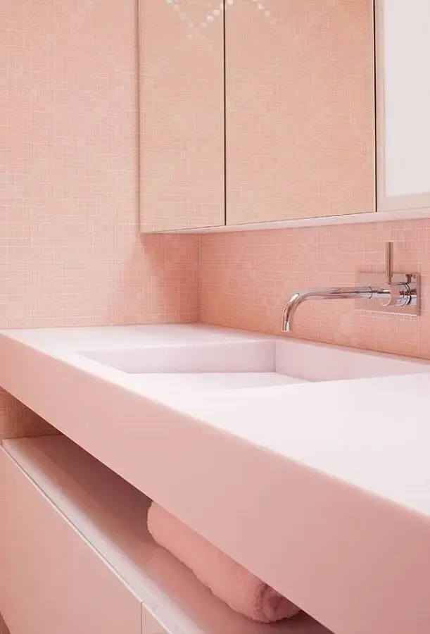 cor rosa claro para decoração de banheiro Foto Ideias Decor