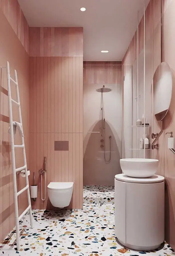 cor rosa pastel para decoração de banheiro moderno Foto Futurist Architecture
