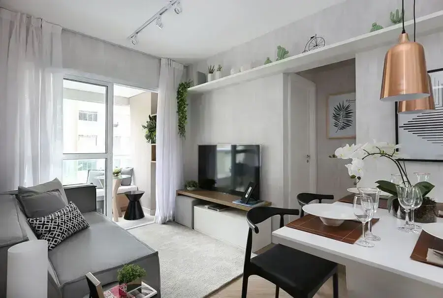 decoração de apartamento pequeno em cinza claro Foto Ideias Decor