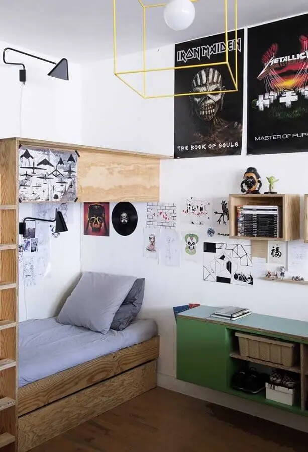 decoração de quarto de adolescente masculino simples planejado  Foto Ideias Decor