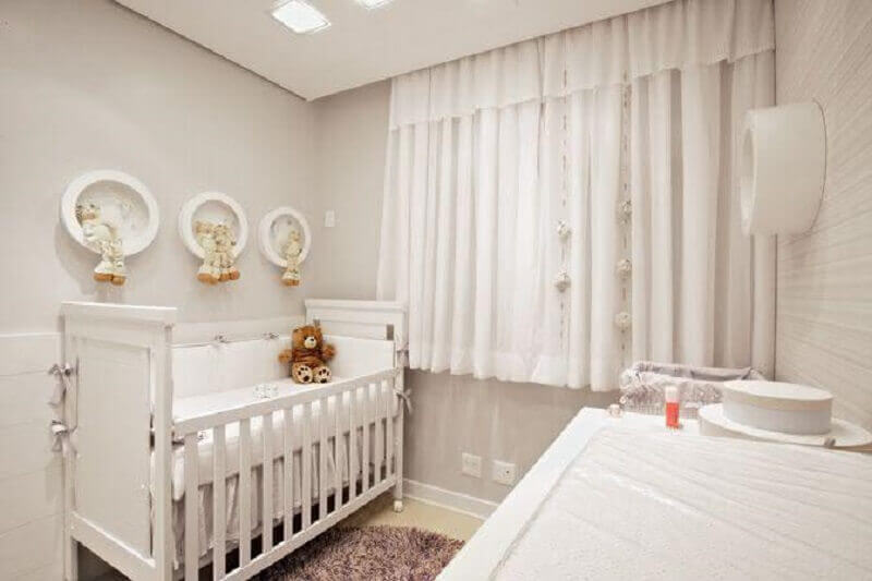 decoração neutra com cortina para quarto de bebê branca Foto Últimas Decoração