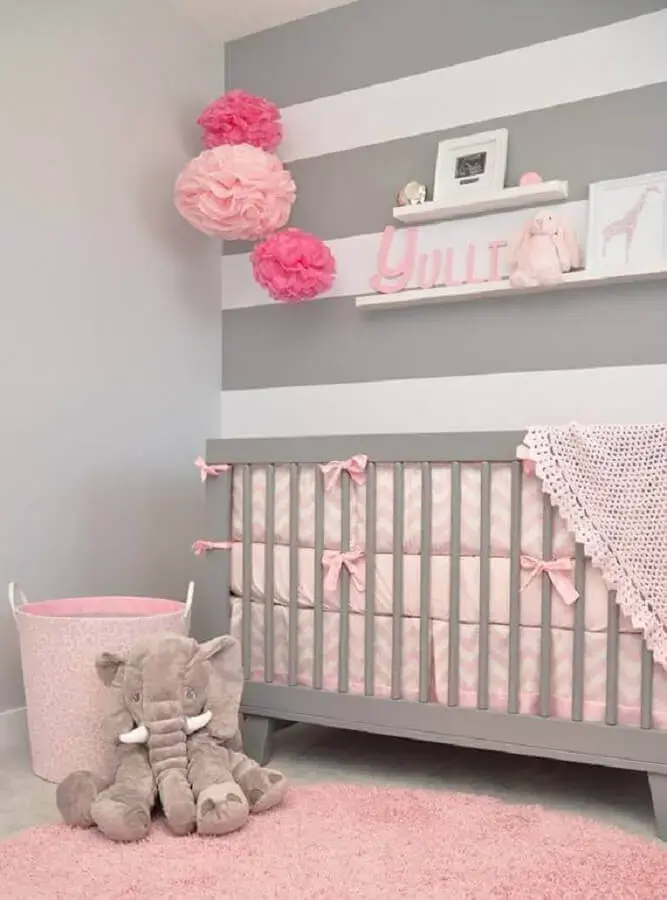decoração para quarto de bebê cor de rosa e cinza Foto Archzine