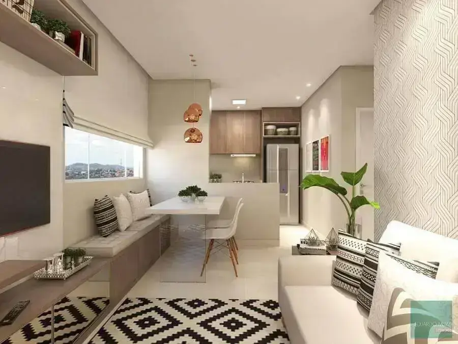 móveis planejados para decoração de apartamento pequeno moderno Foto Pinterest