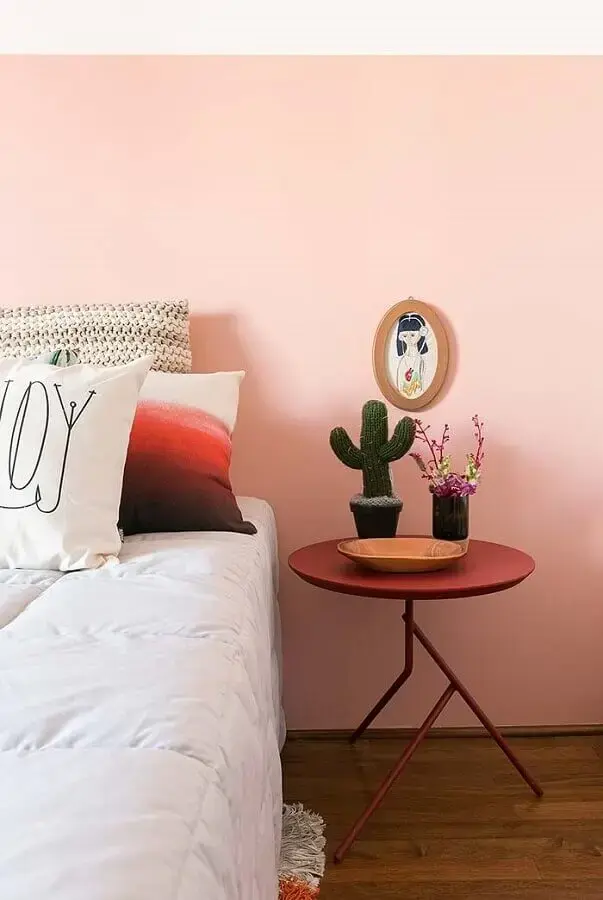 quarto decorado com cor de parede rosa Foto Histórias de Casa