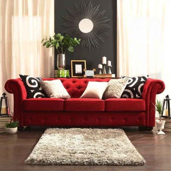 Aposte no sofá vermelho para sua casa moderno