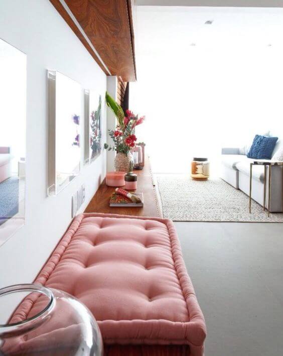 Almofada futon cor de rosa