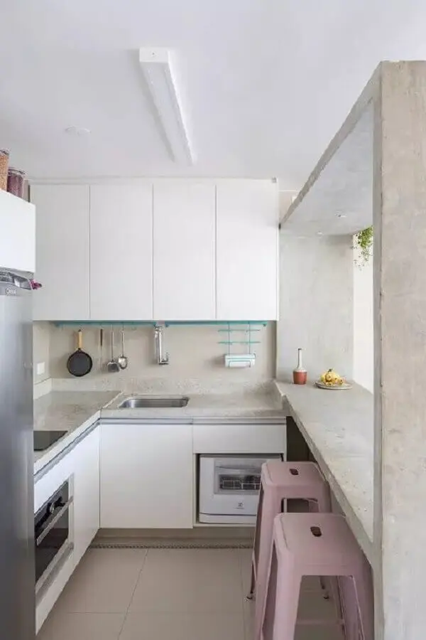 armários brancos para cozinha sob medida de canto Foto Pinterest